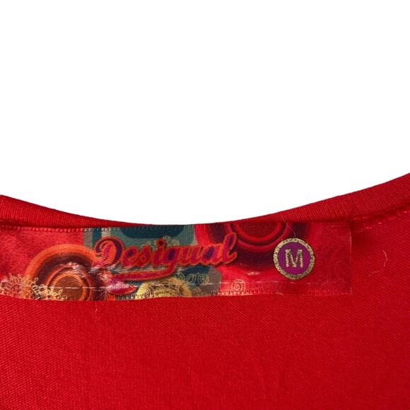 Desigual Red Black Tank Dress Sleeveless Knee Length size medium - Picture 3 of 8